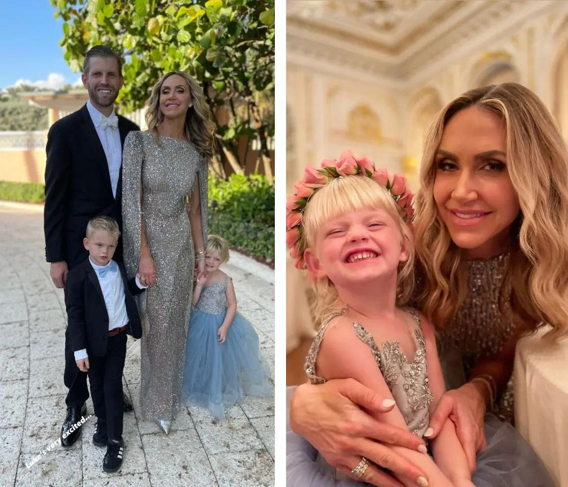 Con trai thứ ba của ông Trump, Eric Trump, cùng vợ Lara và hai con cũng chia sẻ ảnh chụp tại hôn lễ lên mạng xã hội. Ảnh: Instagram.