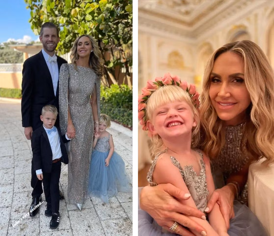 Con trai thứ ba của ông Trump, Eric Trump, cùng vợ Lara và hai con cũng chia sẻ ảnh chụp tại hôn lễ lên mạng xã hội. Ảnh: Instagram.