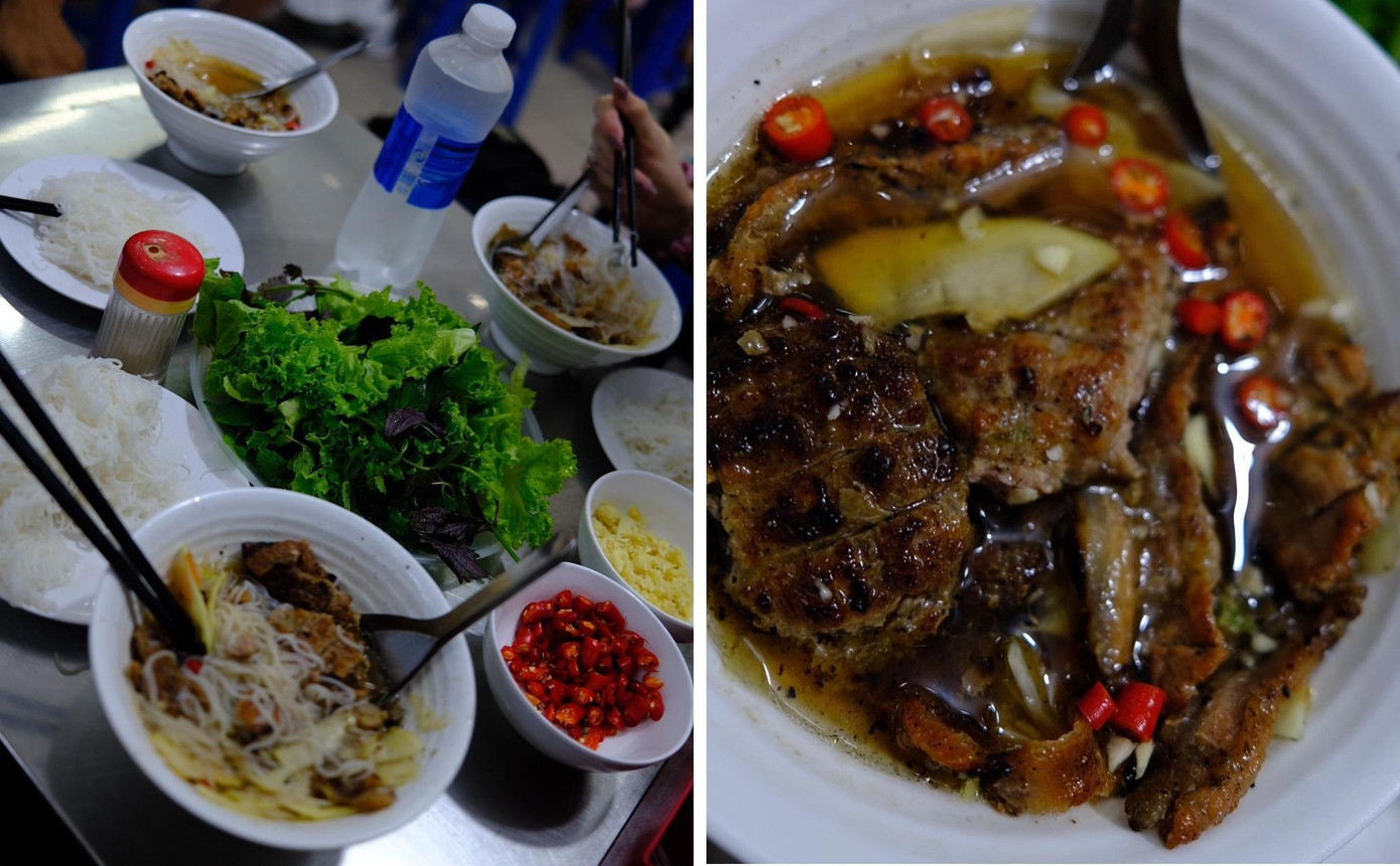 Lana thưởng thức bún chả. Ảnh: Instagram.