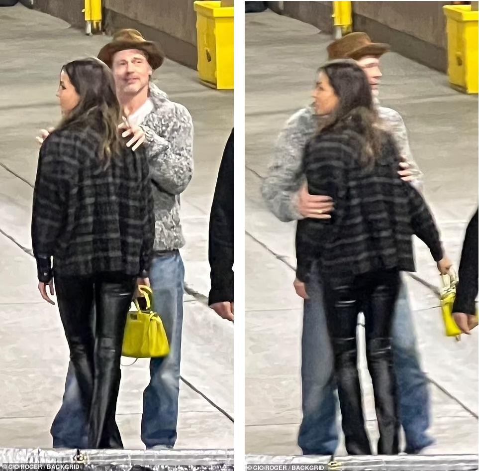 Chồng cũ Angelina Jolie còn ôm người đẹp. Sau khi ly hôn, nam diễn viên thắng giải Oscar bị đồn đoán hẹn hò nhiều lần nhưng chưa từng bị bắt gặp thân thiết với ai. Điều này làm dấy lên nghi vấn anh đã sẵn sàng cho một mối quan hệ mới. Ảnh: Back Gird.