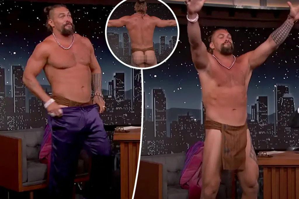 Jason Momoa thoát y ngay trên sóng truyền hình. Ảnh: ABC. Jason Momoa thoát y ngay trên sóng truyền hình. Ảnh: ABC.