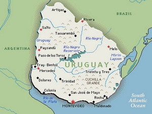 Bản đồ Uruguay. (Ảnh minh họa. Nguồn: Internet)