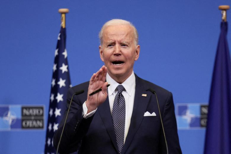 Ông Biden trong cuộc họp của NATO ngày 24/3 ở Brussels (Bỉ). Ảnh: EPA-EFE