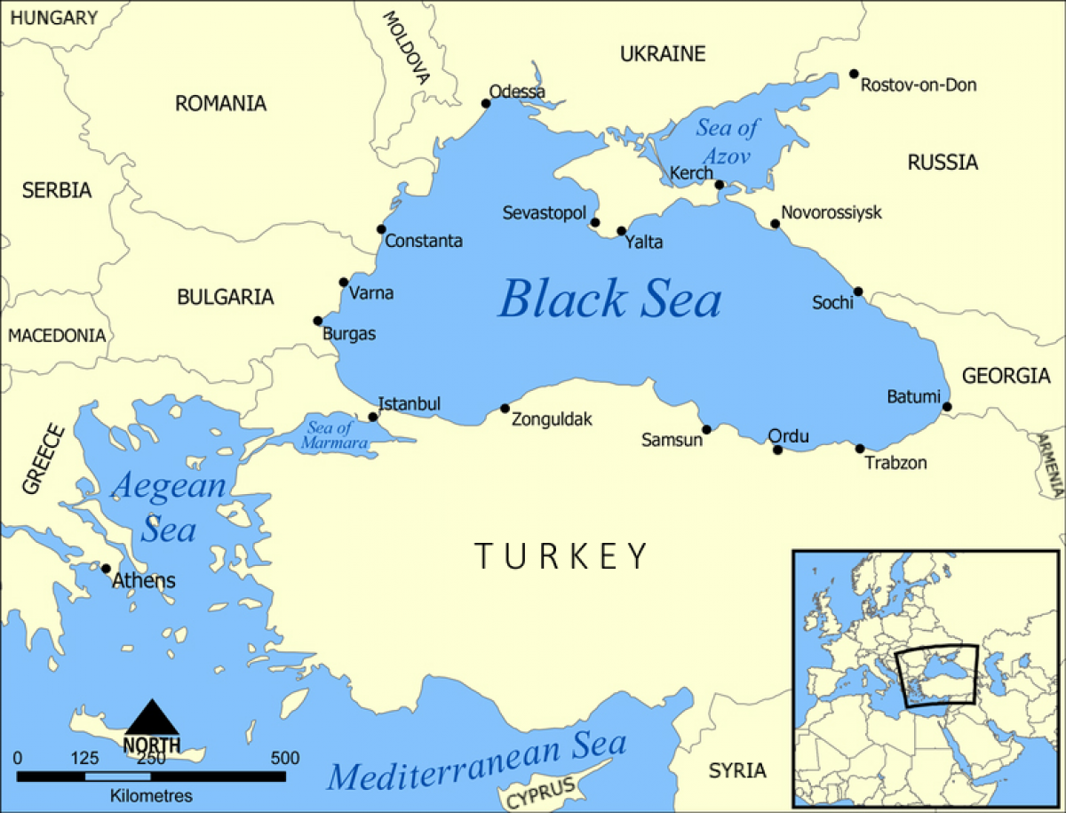 Bản đồ Biển Đen (Black Sea) và Địa Trung Hải (Mediterranean Sea). Ảnh: Wikipedia Bản đồ Biển Đen (Black Sea) và Địa Trung Hải (Mediterranean Sea). Ảnh: Wikipedia