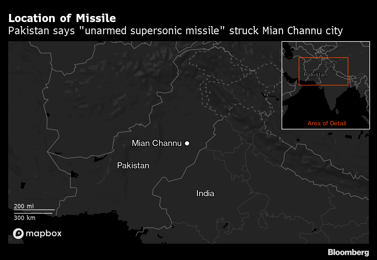 Bản đồ khu vực xảy ra sự cố. Ảnh: Bloomberg