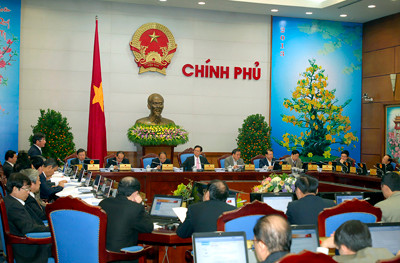 Toàn cảnh phiên họp thường kỳ tháng 1/2013 của Chính phủ. Ảnh: VGP/Nhật Bắc