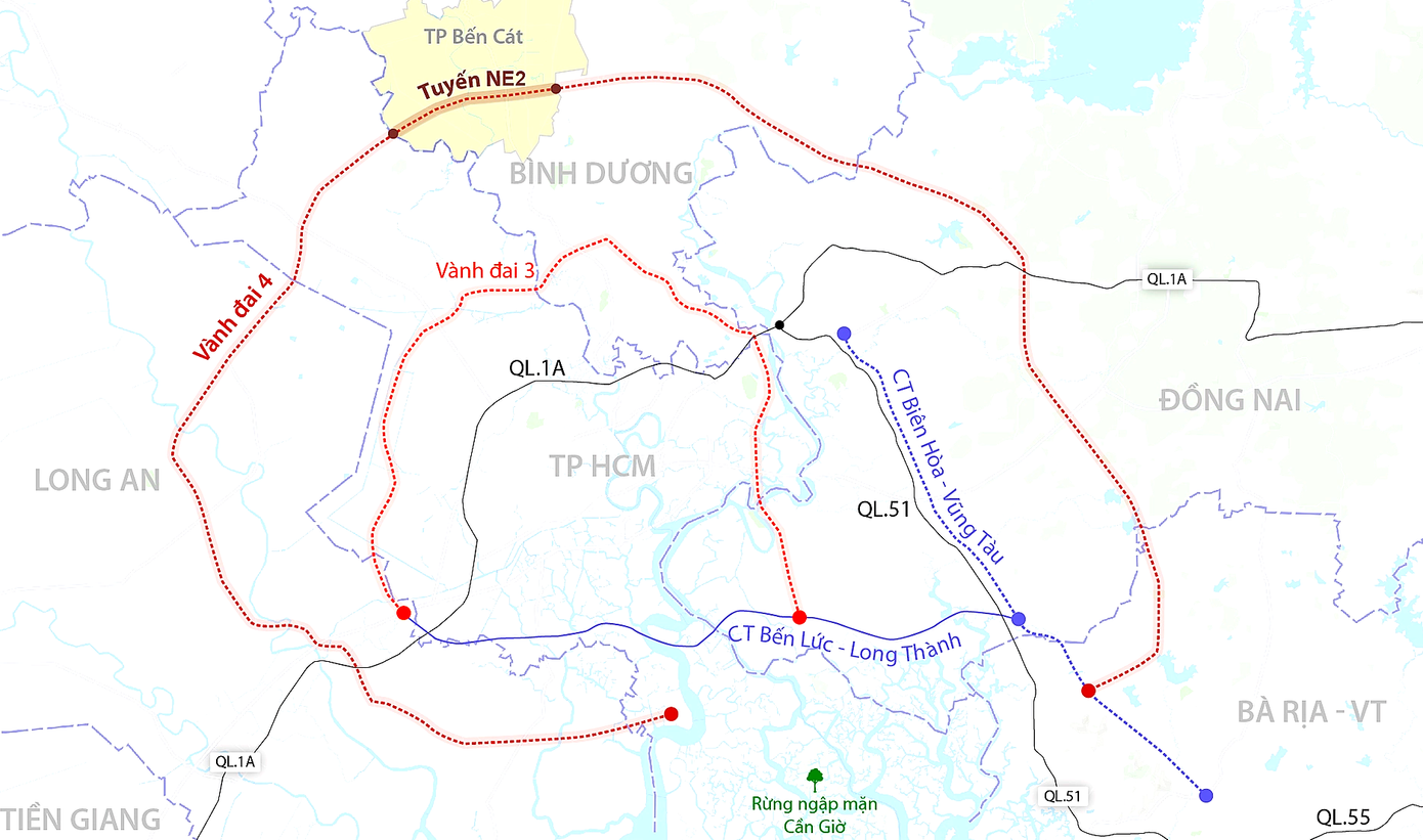 Sơ đồ dự án đường Vành đai 4 TPHCM Sơ đồ dự án đường Vành đai 4 TPHCM