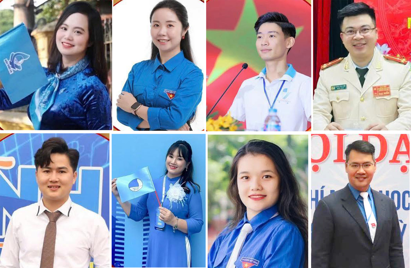 8 trong số 91 gương sẽ được tuyên dương Đảng viên trẻ Thủ đô tiêu biểu năm 2024: Nguyễn Thị Thanh Tâm, Hoàng Minh Hằng, Nguyễn Mậu Thành, Lương Công Việt, Vũ Đức Thắng, Nguyễn Phương Ngọc, Nguyễn Thị Lam Anh, An Thành Phương (từ trái sang phải, từ trên xuống dưới).