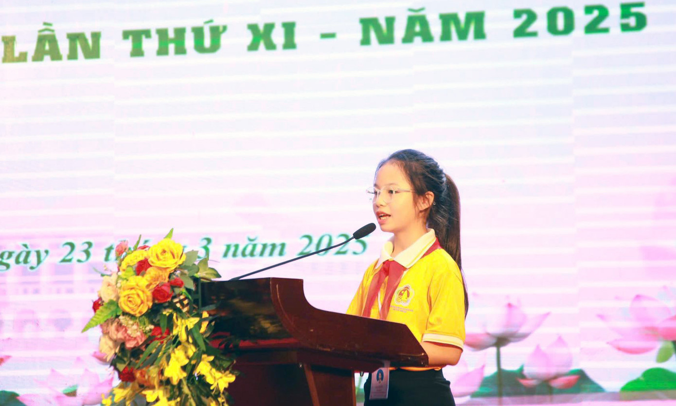 Đại biểu Nguyễn Phương Thảo phát biểu tại Đại hội. Ảnh: BTC Đại biểu Nguyễn Phương Thảo phát biểu tại Đại hội. Ảnh: BTC