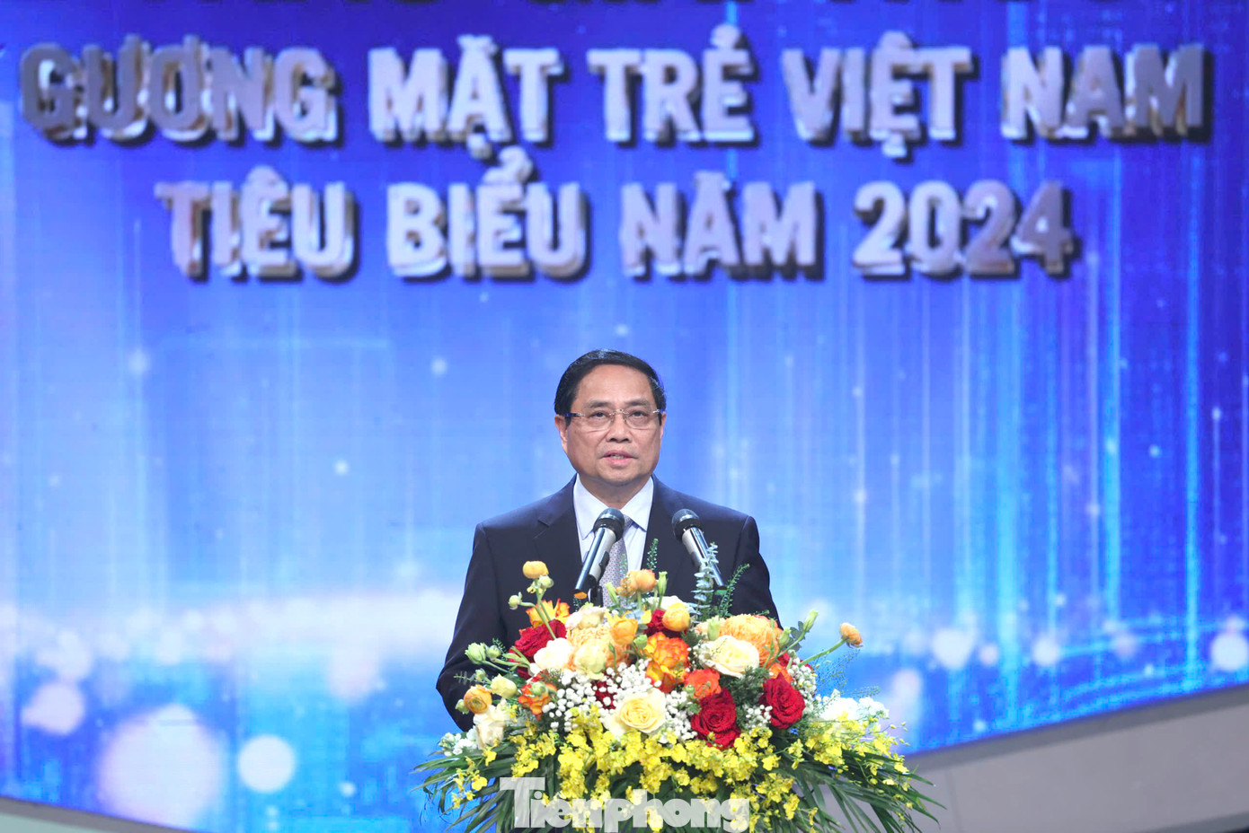 Thủ tướng Chính phủ Phạm Minh Chính phát biểu tại Lễ trao Giải thưởng Gương mặt trẻ Việt Nam tiêu biểu năm 2024. Ảnh: Như Ý