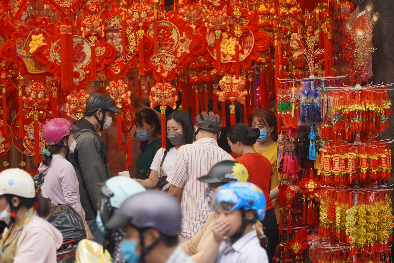 Tuyến đường Hải Thượng Lãn Ông rực rỡ sắc đỏ.