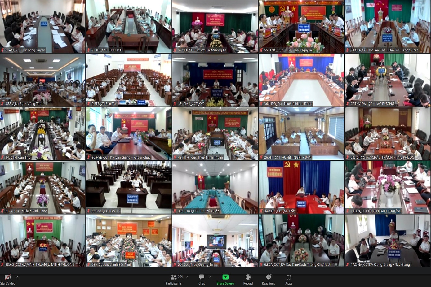 Các điểm cầu tại các cơ quan thuế địa phương.