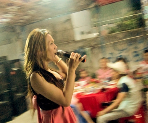 Tô Phương Nhi đang hát một đám sinh nhật gần chợ Phạm Văn Hai, quận Tân Bình, TP HCM. Nhi 22 tuổi, từng đăng quang cuộc thi Miss Angel dành cho người chuyển giới năm 2008. Nhi may mắn được gia đình đón nhận và ủng hộ con người thật của mình. Khéo léo và có chất giọng hay nên Nhi khá đắt sô. Trước, Nhi từng học làm hướng dẫn viên du lịch nhưng nghỉ vì thấy không phù hợp