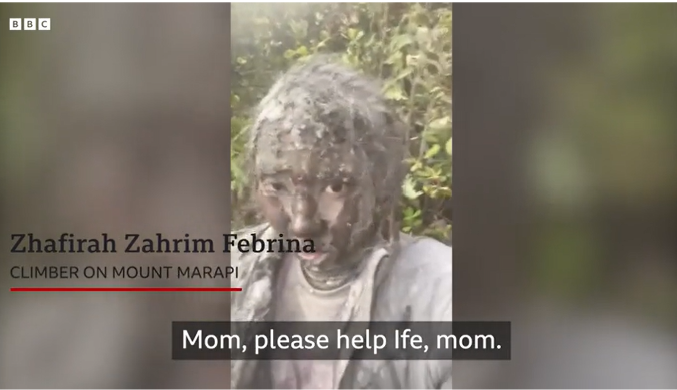 Hình ảnh cắt từ đoạn clip của Febrina được đăng tải trên BBC.