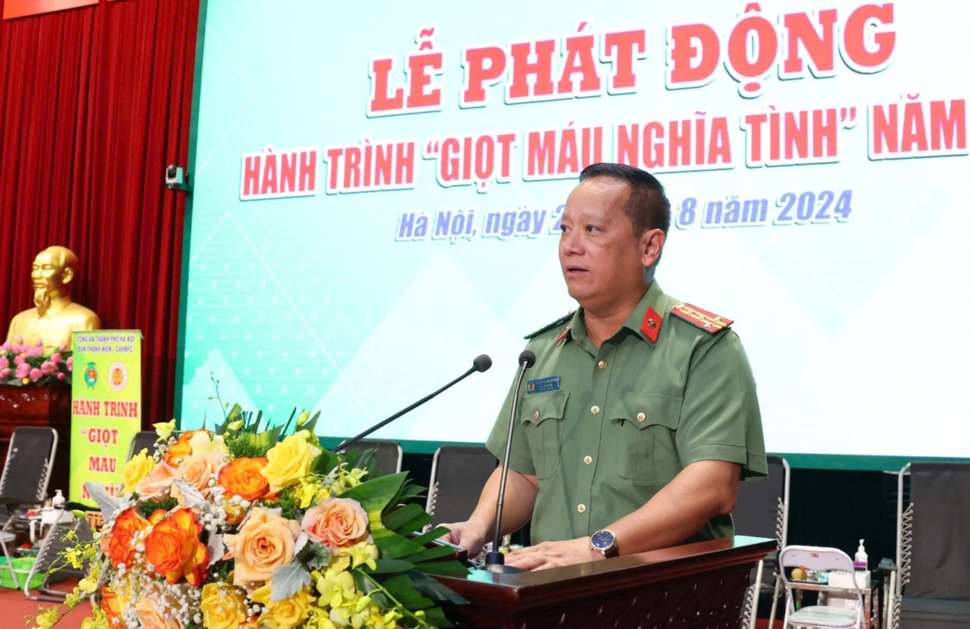 Đại tá Phạm Thanh Hùng - Phó Giám đốc CATP Hà Nội phát biểu tại chương trình.