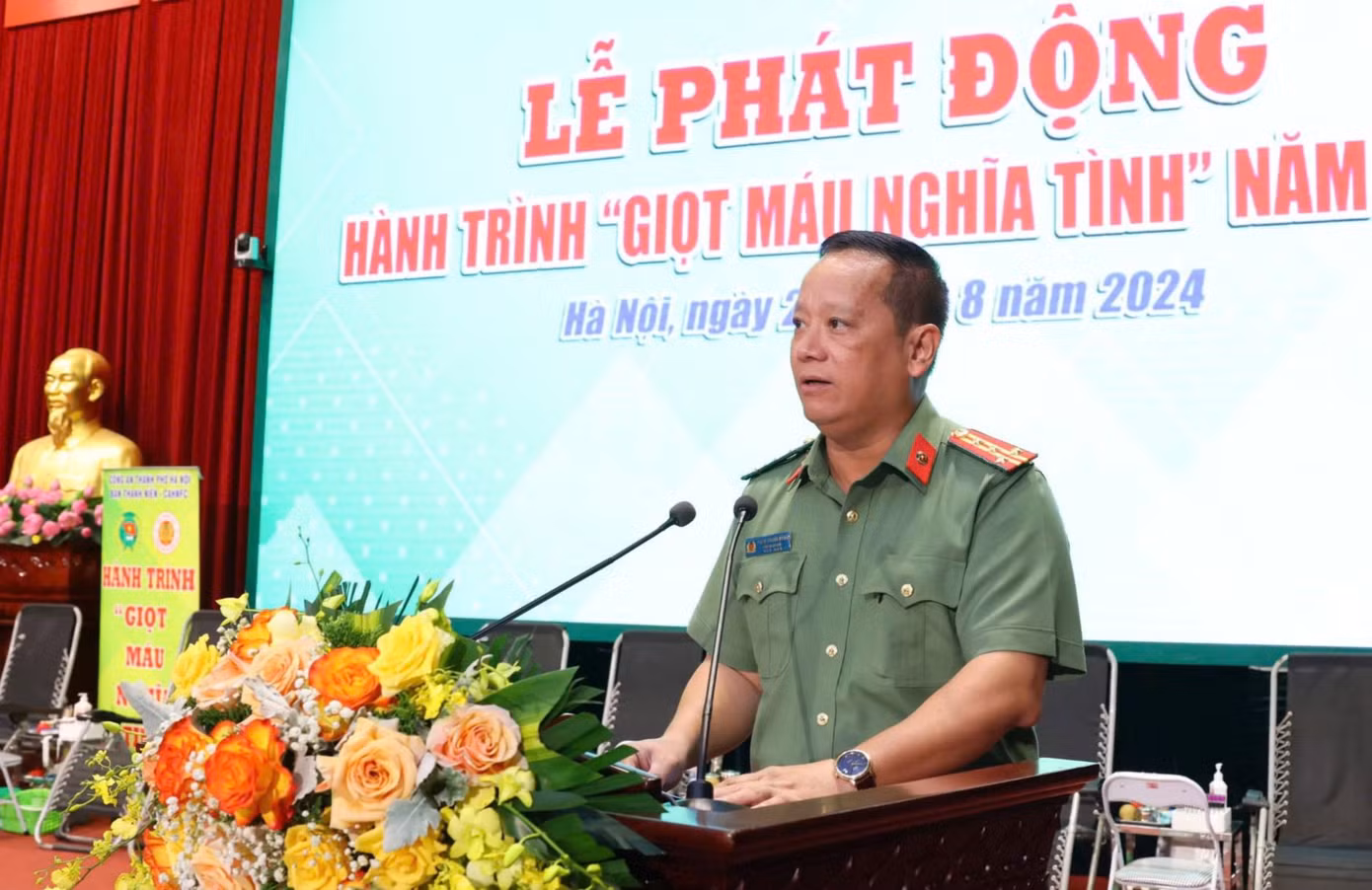 Đại tá Phạm Thanh Hùng - Phó Giám đốc CATP Hà Nội phát biểu tại chương trình.