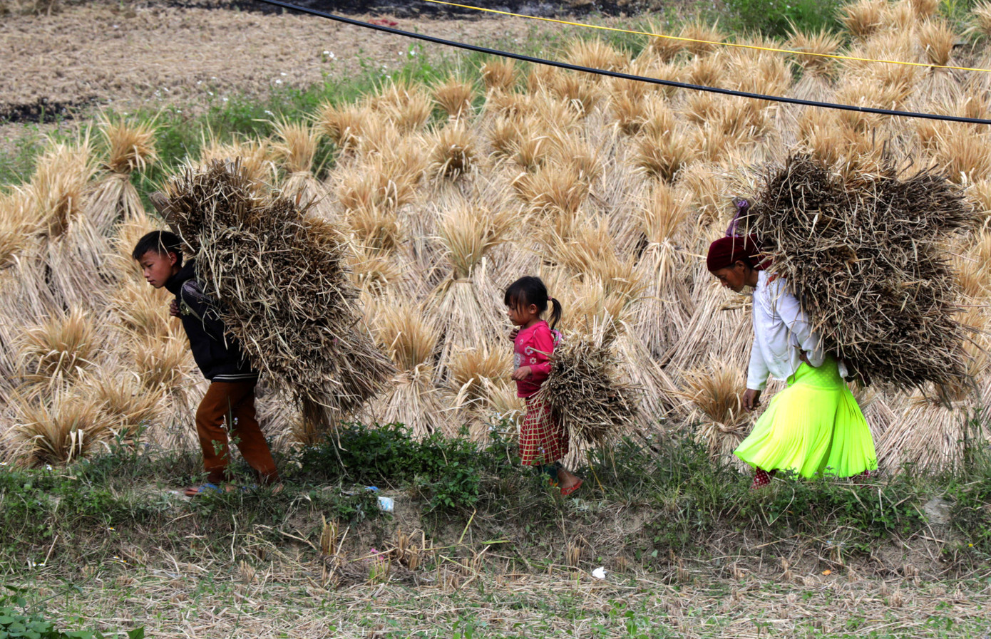 Phía chân núi là cánh đồng Thèn Pả rộng hơn 10 hécta với những nếp nhà trình tường, những mái ngói âm dương cổ kính, là những cư dân sống ngay dưới chân cột cờ.
