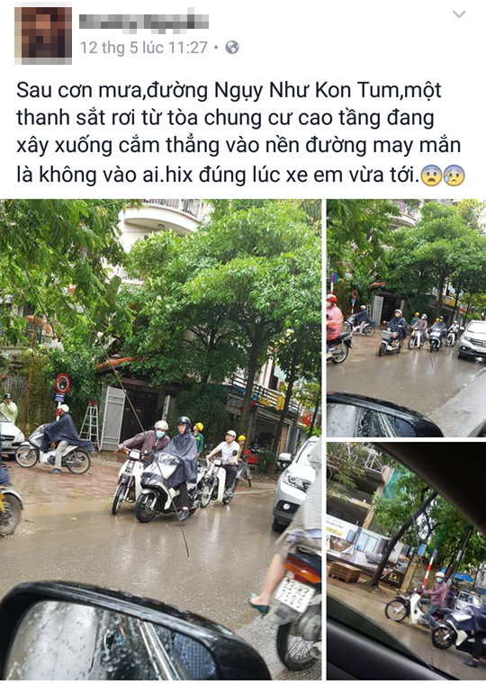 Hoảng loạn vì thanh sắt từ “trên trời” rơi xuống đường ảnh 2