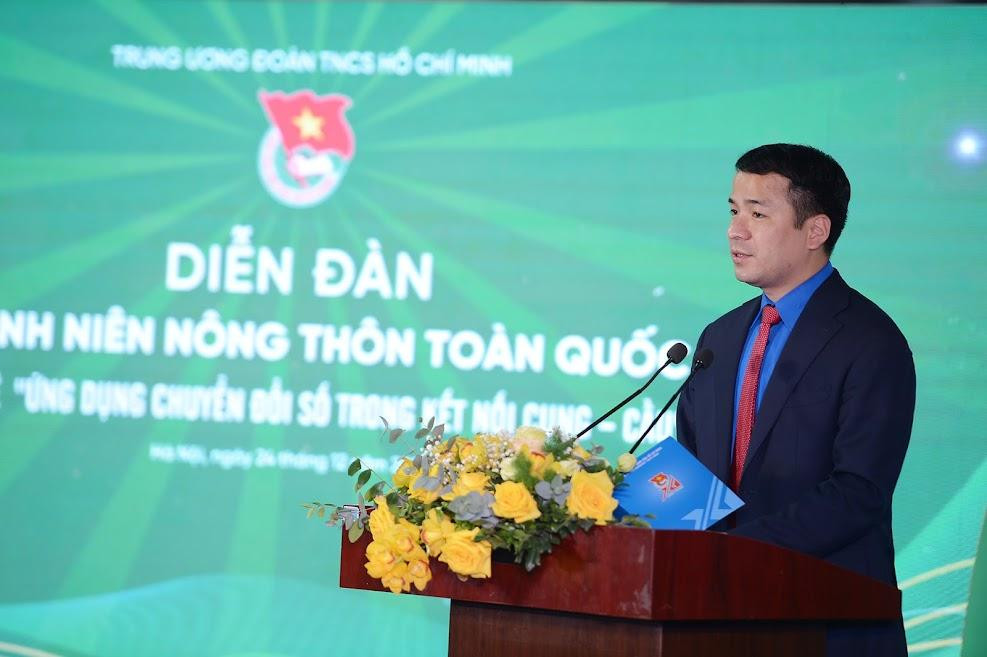 Bí thư T.Ư Đoàn Ngô Văn Cương phát biểu tại diễn đàn. Ảnh: Dương Triều