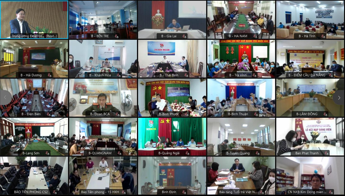 Hội nghị được triển khai theo hình thức trực tiếp kết hợp trực tuyến nối điểm cầu về các tỉnh thành đoàn, đoàn trực thuộc và các cơ sở đoàn trên toàn quốc. Ảnh: Bảo Anh