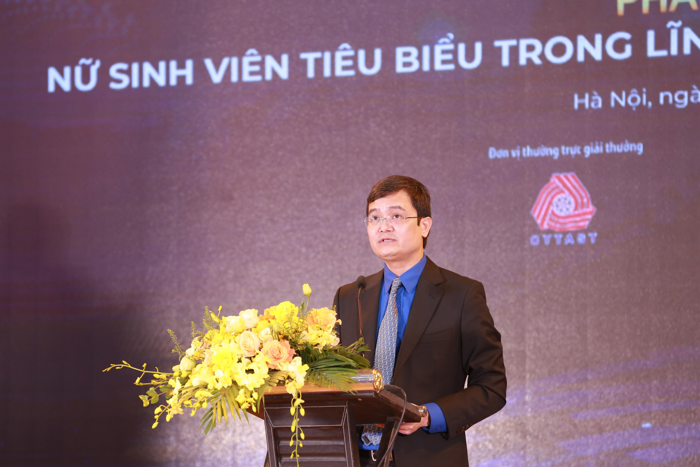 Anh Bùi Quang Huy, Ủy viên dự khuyết T.Ư Đảng, Bí thư thường trực T.Ư Đoàn phát biểu tại buổi lễ. Ảnh: Bảo Anh