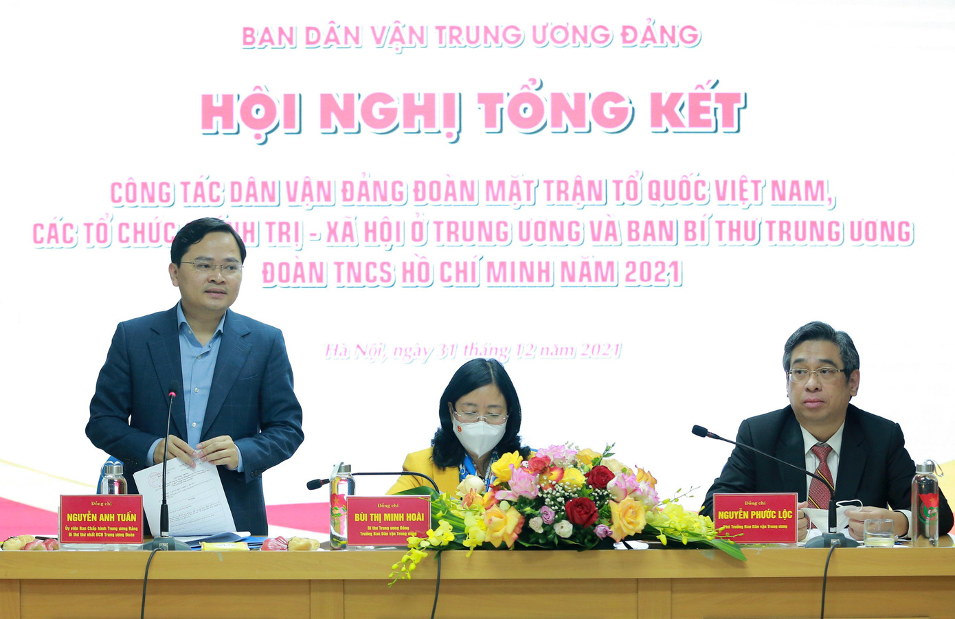 Bí thư thứ nhất T.Ư Đoàn Nguyễn Anh Tuấn phát biểu tại hội nghị. Ảnh: Bảo Anh