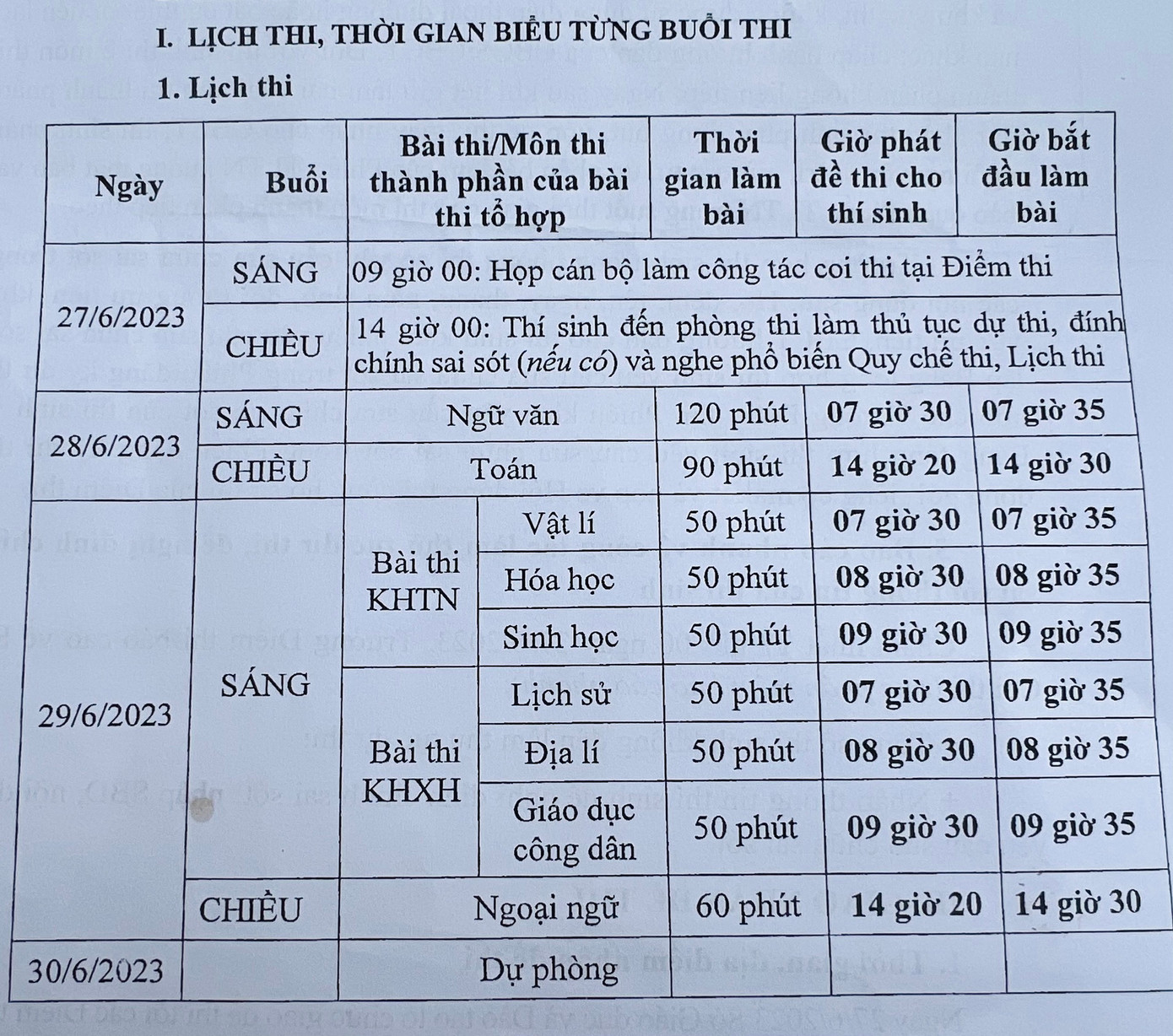 Kỳ thi kéo dài từ ngày 28-29/6 và đây là lịch thi các môn. Kỳ thi kéo dài từ ngày 28-29/6 và đây là lịch thi các môn.