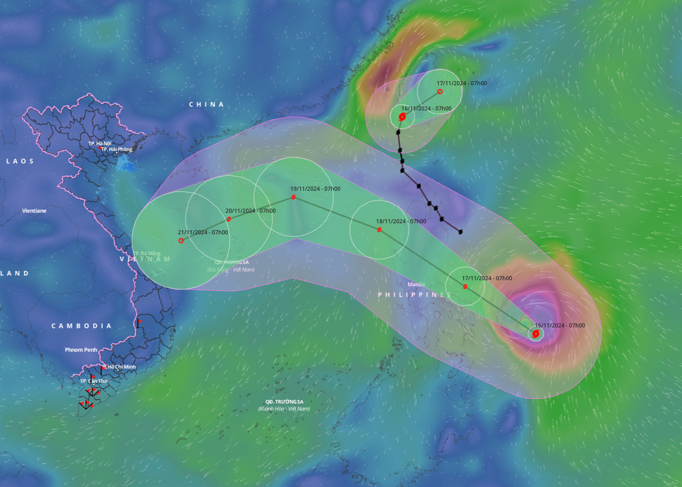Dự báo đường đi của bão Manyi trong những ngày tới. Dự báo đường đi của bão Manyi trong những ngày tới.