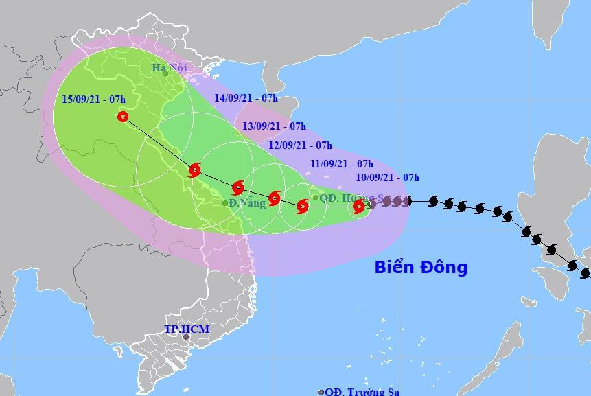 Dự báo mới nhất về đường đi của bão Côn Sơn.