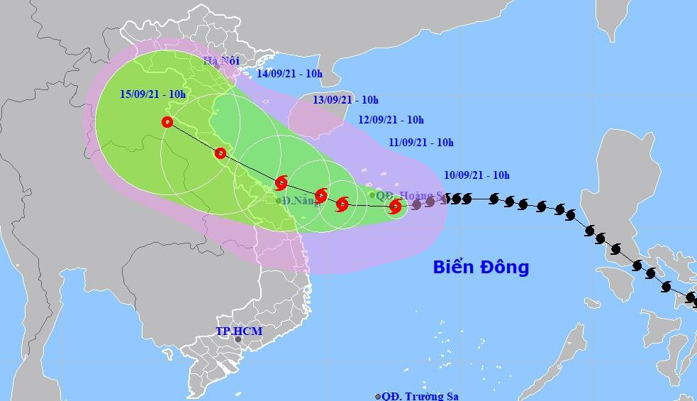 Dự báo mới nhất về đường đi của bão Côn Sơn.