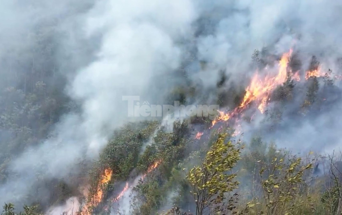 Sa Pa có nhiệt độ tăng cao bất thường những ngày qua khiến đám cháy lan nhanh và rộng. Ảnh: Hân Nguyễn. Sa Pa có nhiệt độ tăng cao bất thường những ngày qua khiến đám cháy lan nhanh và rộng. Ảnh: Hân Nguyễn.