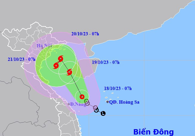 Dự báo đường đi của áp thấp nhiệt đới (có thể mạnh lên thành bão).