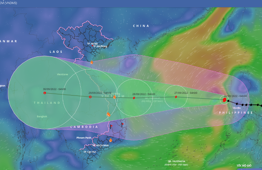 Dự kiến đường đi của bão Noru.