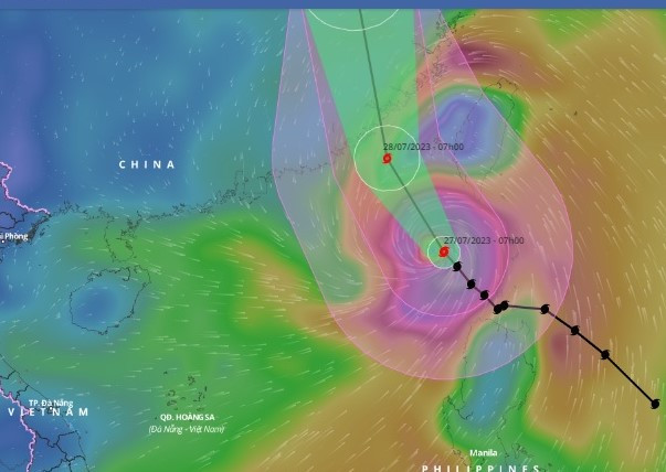 Bão Doksuri vào Biển Đông trong sáng nay, trở thành bão số 2.