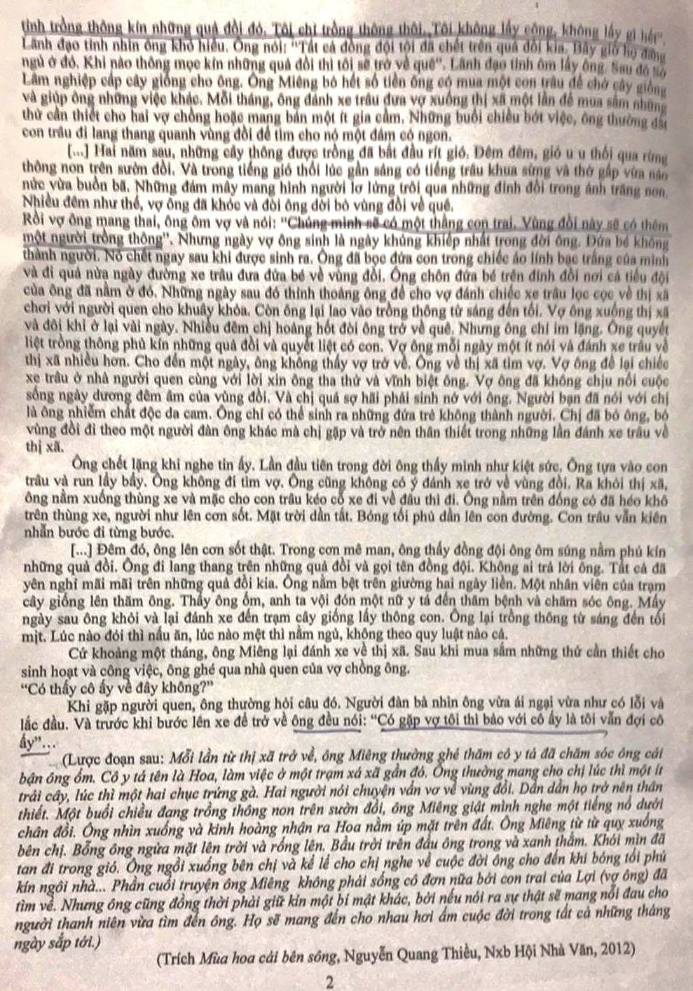 Đề Ngữ văn kiểm tra cuối học kỳ II của Trường THPT Marie Curie Thành phố Hồ Chí Minh.