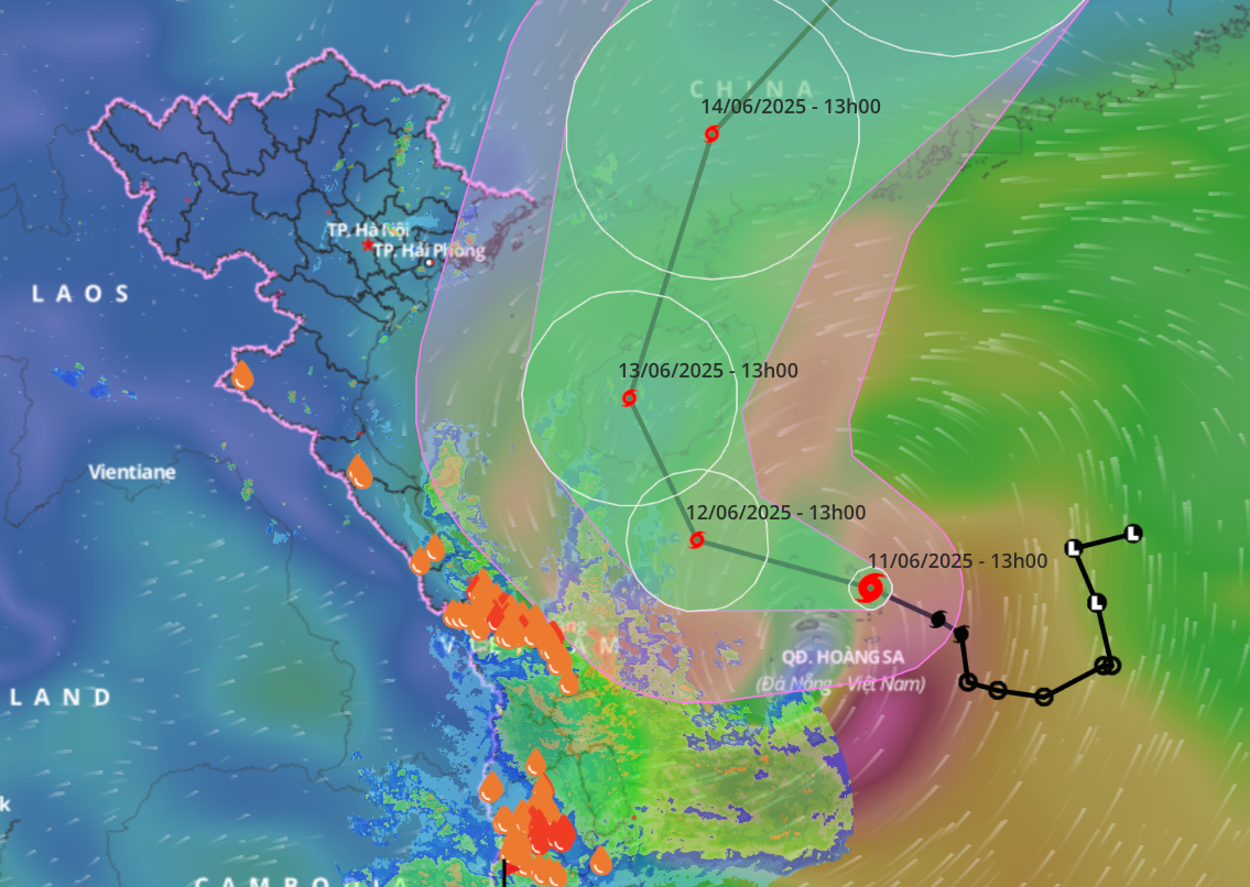 Bão số 1 dự báo đi lên đất liền Trung Quốc nhưng vẫn ảnh hưởng trực tiếp đến nước ta do hoàn lưu rất rộng.