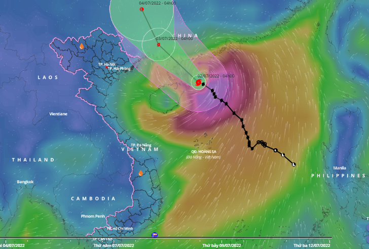 Dự báo đường đi và vùng ảnh hưởng của bão số 1.