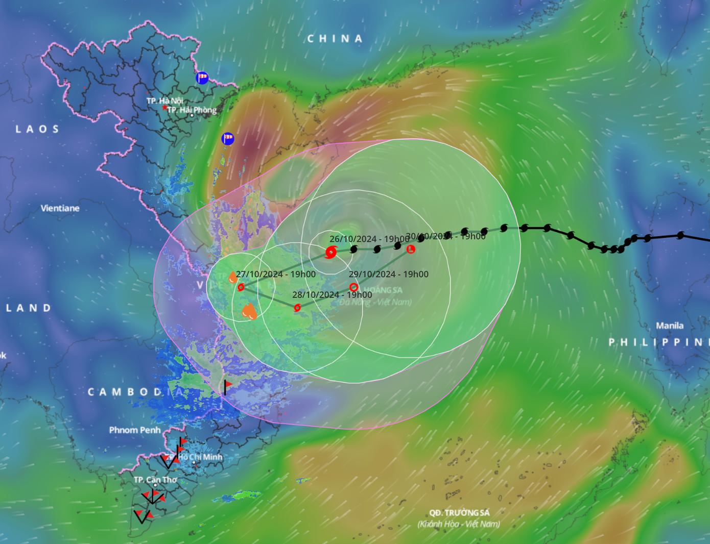 Bão Trà Mi sẽ quần thảo trên đất liền trước khi ngược ra biển. Bão Trà Mi sẽ quần thảo trên đất liền trước khi ngược ra biển.