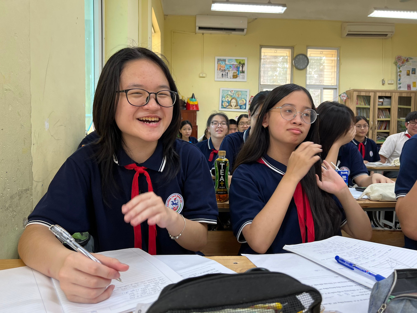 Học sinh lớp 9 Trường THCS Giảng Võ trong giờ học trước kỳ thi tuyển sinh lớp 10 năm nay.