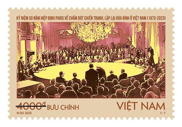 Bộ tem “Kỷ niệm 50 năm Hiệp định Paris về chấm dứt chiến tranh, lập lại hòa bình ở Việt Nam (1973-2023) được phát hành hôm nay (27/1). Bộ tem “Kỷ niệm 50 năm Hiệp định Paris về chấm dứt chiến tranh, lập lại hòa bình ở Việt Nam (1973-2023) được phát hành hôm nay (27/1).