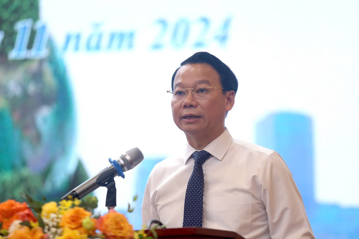 Bộ trưởng Bộ Tài nguyên và Môi trường Đỗ Đức Duy phát biểu tại hội nghị chiều 14/11.