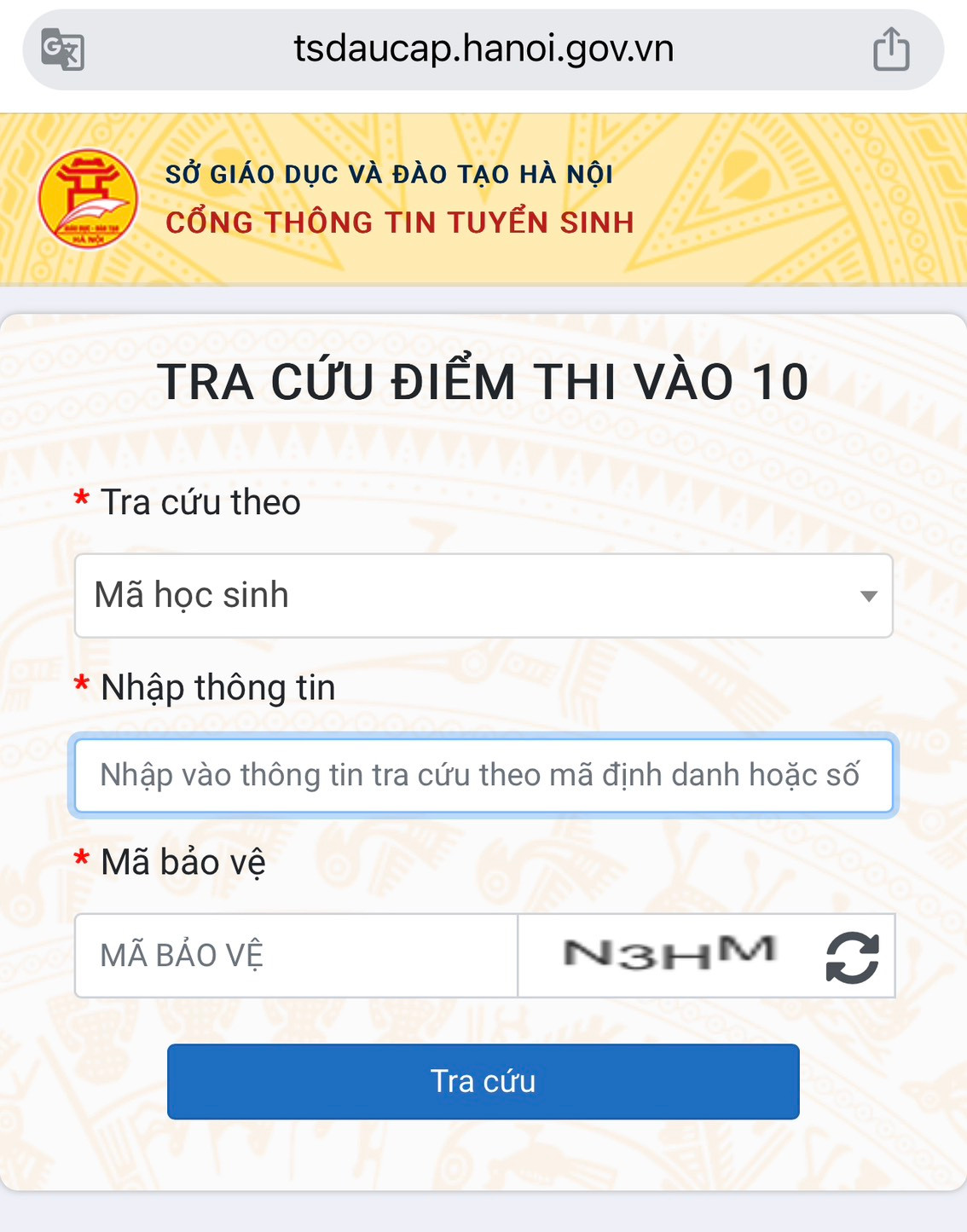 Thí sinh tra cứu điểm thi tuyển sinh lớp 10 theo hướng dẫn.