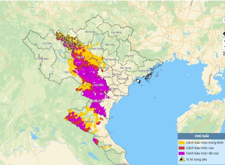 Những khu vực có nguy cơ cao xảy ra sạt lở đất. Những khu vực có nguy cơ cao xảy ra sạt lở đất.