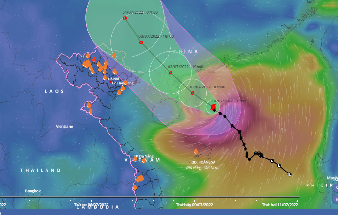 Bão số 1 sẽ đổ bộ bán đảo Lôi Châu (Trung Quốc) vào chiều tối mai, nơi đổ bộ cách đất liền Quảng Ninh 220km.