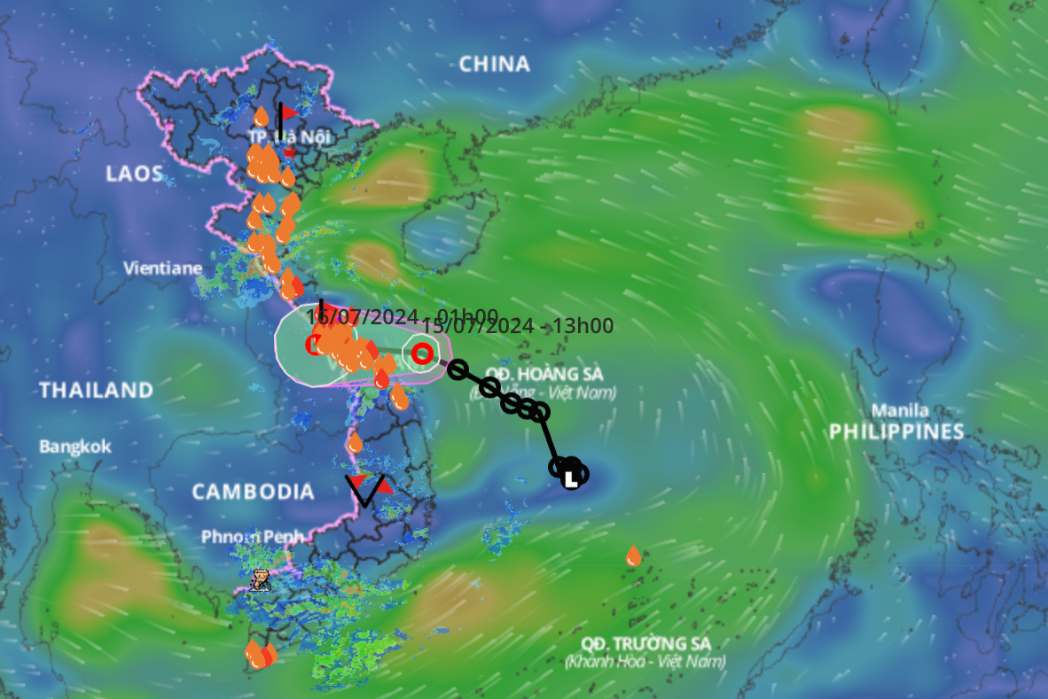Áp thấp nhiệt đới áp sát đất liền trong tối nay.