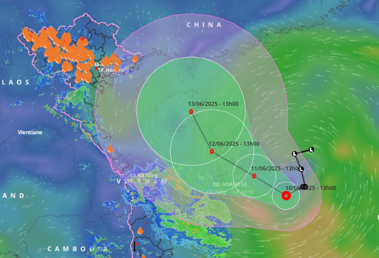 Dự báo đường đi của áp thấp nhiệt đới.