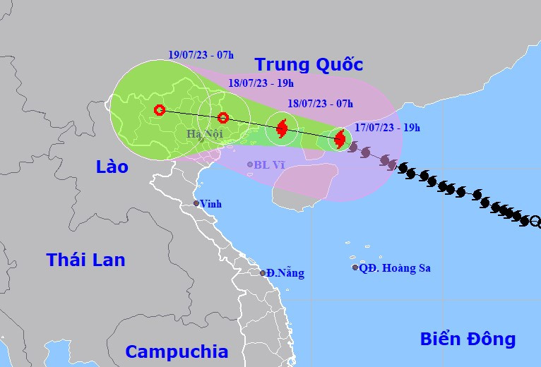 Dự báo đường đi của bão Talim.
