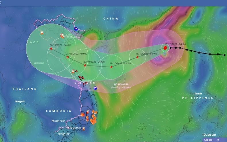 Dự báo đường đi của bão số 6.
