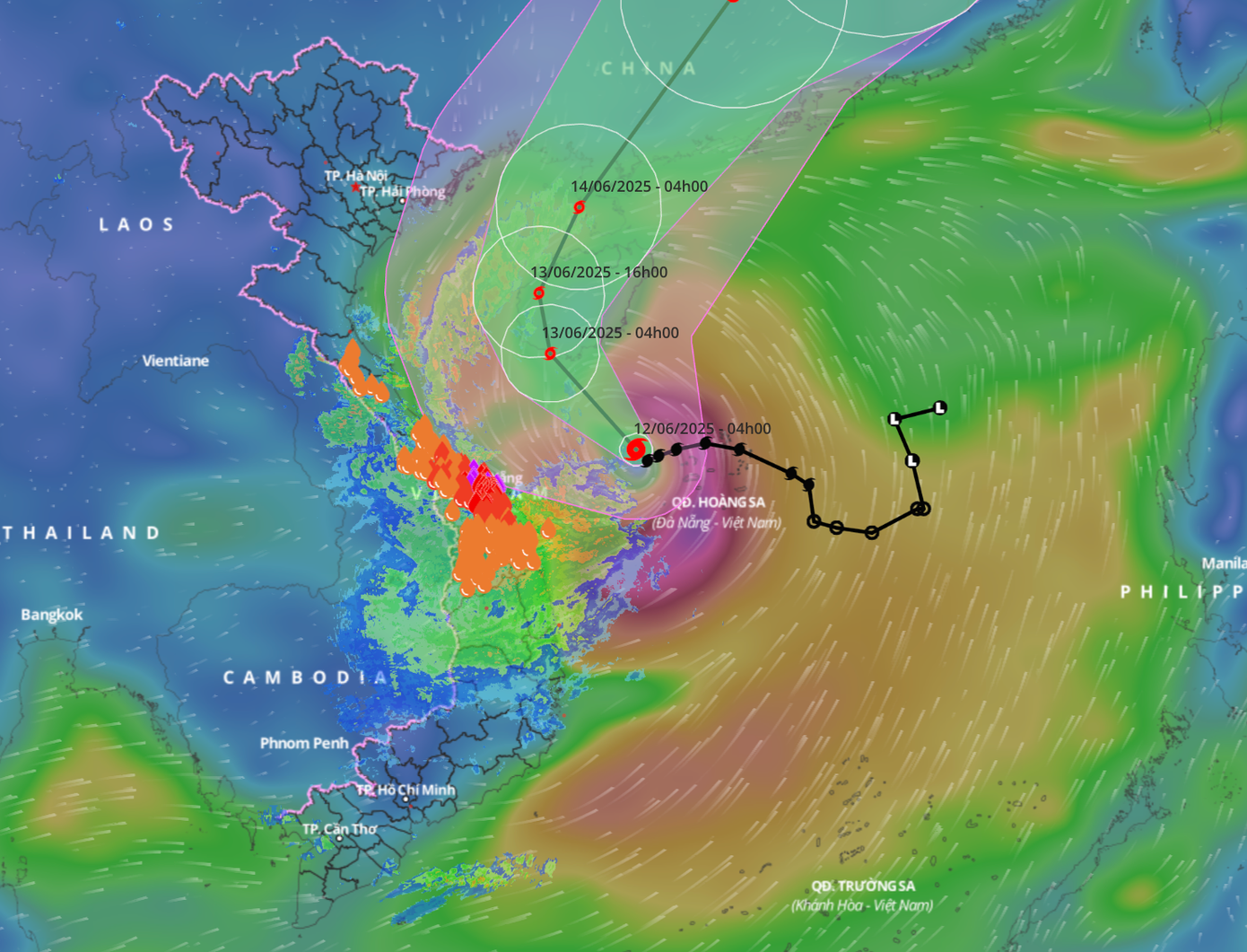 Dự báo mới nhất về đường đi và vùng ảnh hưởng của bão số 1.