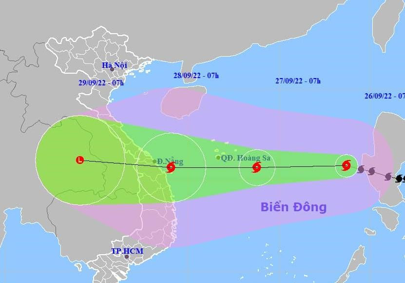 Dự báo đường đi của bão Noru.